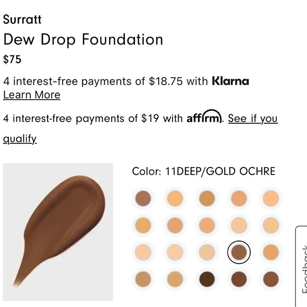 NIB Surratt Dew Drop Foundation 6.5 11 Deep/Gold Ochre #16 .64 oz $75 Retail